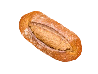 Foto op Plexiglas Bakkerij Whole-grain bread. Whole wheat loaf top view. Artisan rustic bread isolated transparent png.