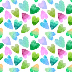 Watercolor valentines seamless hearts pattern for fabrics and packaging and wrapping and clothes print and kids a