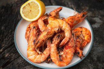 large shrimp cooked on the grill