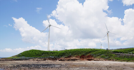 Fototapeta na wymiar Wind turbine at the seaside