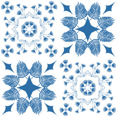 Blue Azulejo tiles for wall decoration, Spanish Azulejo style ceramic tiles
