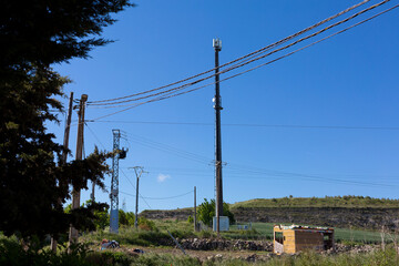 Obraz premium Rural electricity and communications connections in rural areas