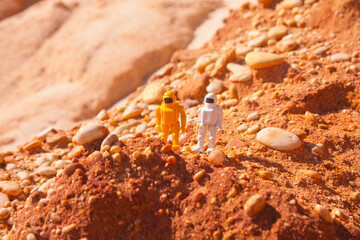 two astronauts exploring mars, concept