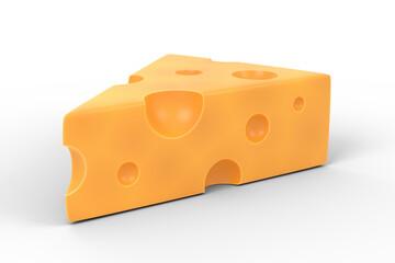 Cheese isolated on white background. 3d render illustration