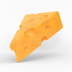 Cheese isolated on white background. 3d render illustration