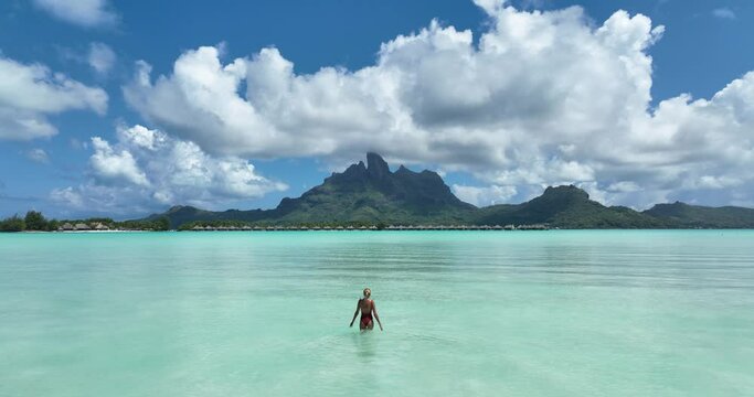 Woman Water Bora Bora Mount Otemanu
