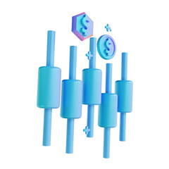 3D illustration colorful money candlestick chart