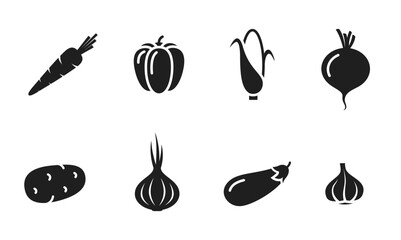 vegetable icon set. harvest, organic food and agriculture symbol. isolated vector image