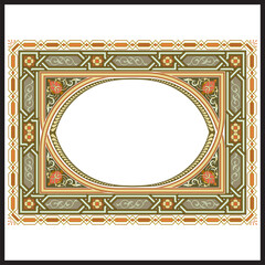 Arabic arabesque design greeting card. Islamic ornamental colorful detail of mosaic.Vector illustration.