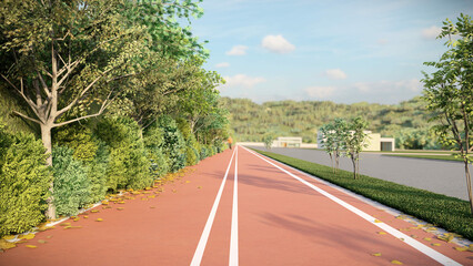 Ciclovia em área verde em dia ensolarado  © Joo