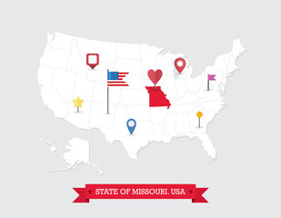 Missouri State map highlighted on USA map
