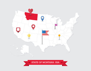 Montana State map highlighted on USA map