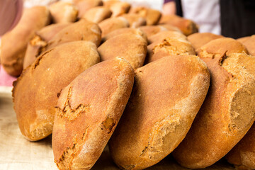 fresh baked tarbzon bread isolated 