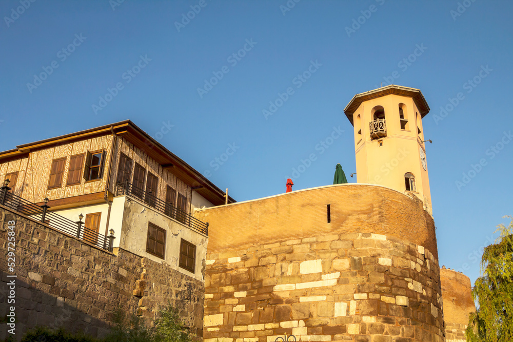 Wall mural Watch tower on the castle walls Ankara Castle, Turkey