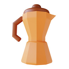 3D illustration mocha pot coffee