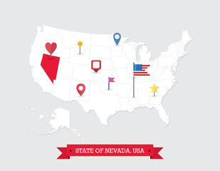 Nevada State map highlighted on USA map