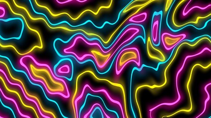 Dark colorful topographic backgrounds and textures with abstract art creations, random glowing line background	