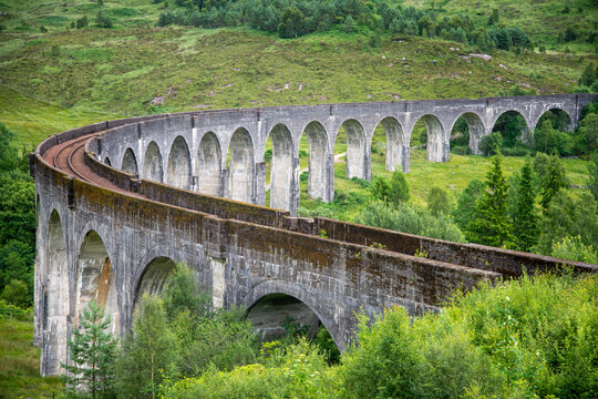 Glenfinnan Viaduct,set Amongst Scottish Highland Scenery,Glenfinnan, Inverness-shire, Scotland, UK.