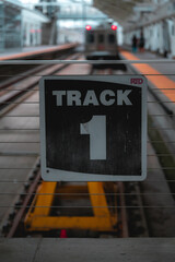 Track 1 Sign on the Train Tracks