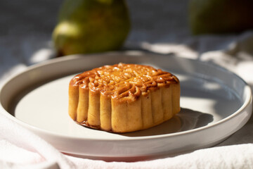 mooncake with pear for Chinese traditional holiday 