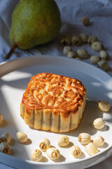 Mooncake with lotus seeds for mid autumn festival 