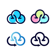 Fototapeta premium Set of omega cloud logo illustration design for your company or business with modern and minimalist style