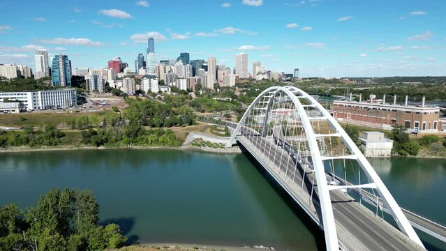Aerial crossing the North Saskatchewan River in Edmonton Alberta

