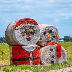 Christmas farm decorations in New Zealand.