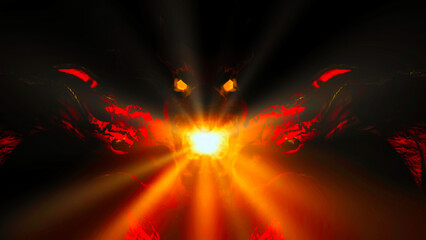 Fototapeta na wymiar 3d illustration of red dragon breathing fire