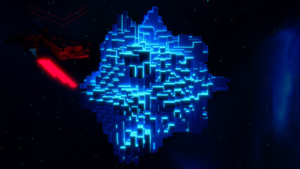 3d illustration of an invasion in the cosmos or outer space