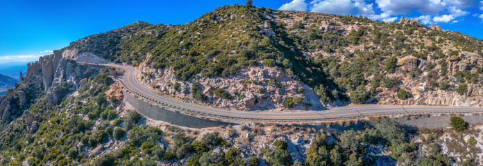 Mount Lemmon, Tucson, Arizona- Mountain road panorama