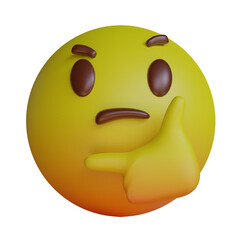 3d render yellow emoji thinking face emoticon icon