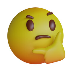 3d render yellow emoji thinking face emoticon icon