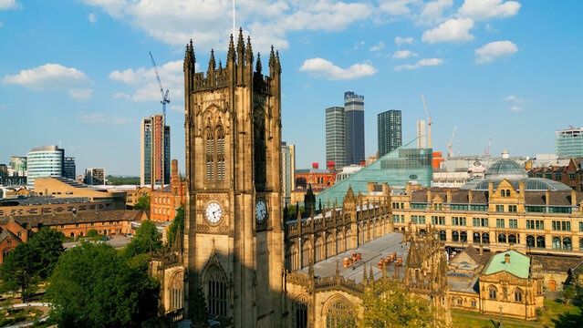 Manchester Cathedral - aerial view - drone photography