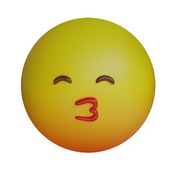 3d render yellow emoji kiss face emoticon icon