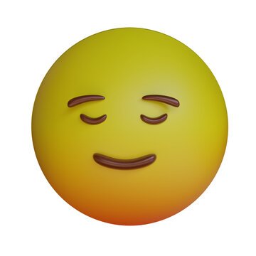 3d render yellow emoji smile with close eye emoticon icon