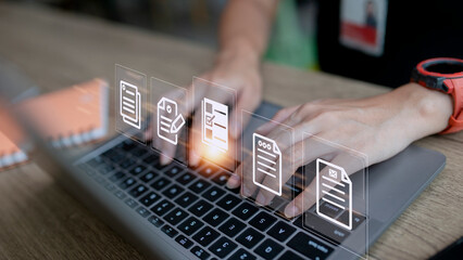 Concept of document management using symbols on a virtual screen, ERP