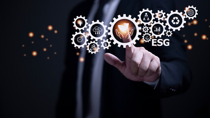 ESG Environment social governance investment business concept on screen.