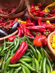 Mix of Chili Peppers being sold at the farmer's market