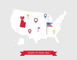 Utah State map highlighted on USA map