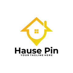 house pin logo vector design template