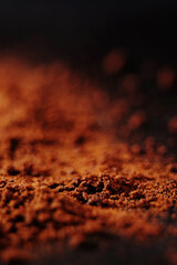 Macro texture of extra fine coffee perfect for espresso