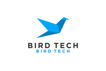 Bird origami dove logo design modern technology icon symbol app creative