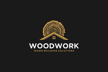 Wood work log house logo design carpenter lumberjack icon symbol simple illustration