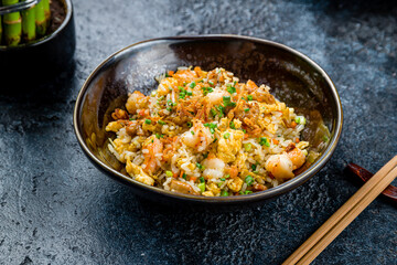 Fried rice with shrimp and chicken Chinese cuisine - 529732857