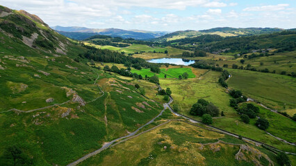 Amazing landscape of Lake District National Park from above - drone photography