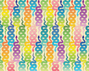 Rainbow snakes seamless pattern