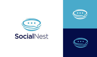 Bubble chat nest logo design
