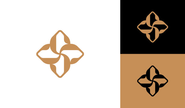 Flower letter SS initial monogram logo design