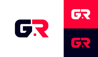 Letter GR logo with house roof - obrazy, fototapety, plakaty